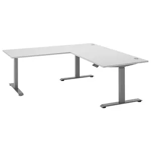 Carryhome ROHOVÝ PSACÍ STŮL, bílá, barvy hliníku, 100/180/74-127 cm