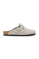 Semišové pantofle Birkenstock Boston Varsity dámské, šedá barva, 1030615