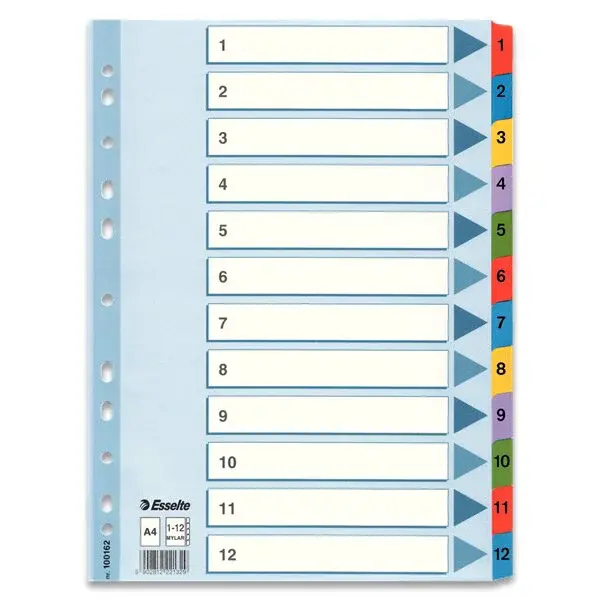 Rozlišovač Esselte Mylar - 1 - 12, 12 listů