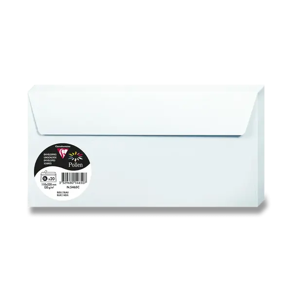 Barevná obálka Clairefontaine, DL, samolepicí, 20 ks - sv. modrá