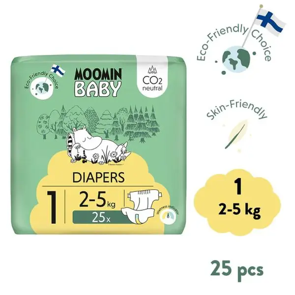 Moomin Baby 1 Newborn 2–5 kg (25 ks), eko plenky