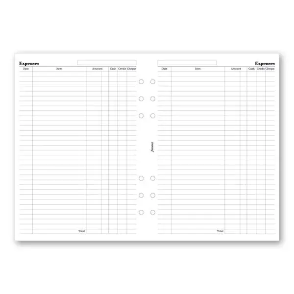 Výdaje náplň A5 k diářům Filofax