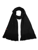 Čierny šál s bodkami a strapcami