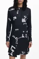 Vzorované šaty s dlouhým rukávem