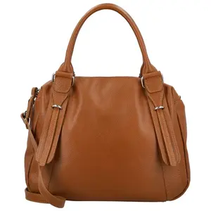 Dámská kožená kabelka na rameno koňaková - Delami Vera Pelle Tirza