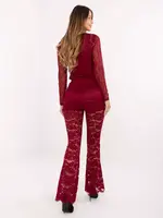 Bordové krajkové kalhoty