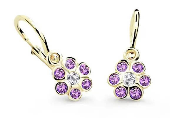 Cutie Jewellery Zlaté detské náušnice C1737-10-X-1 fialová