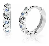 Cutie Jewellery Detské kruhové náušnice z bieleho zlata C3339-80-X-2 svetlo modrá