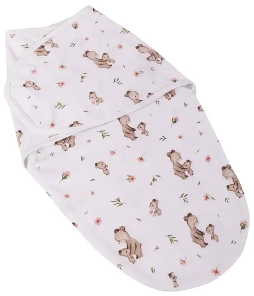 Bavlnený zavinovací vak, zavinovačka Mommy Bear, biela/hnedá