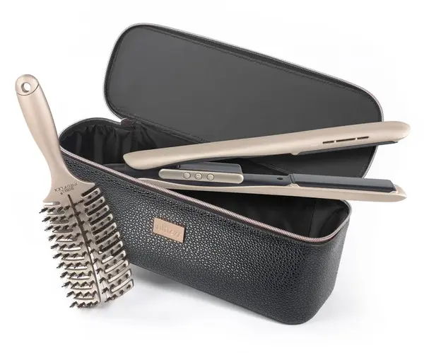 Luxusní set profesionální žehličky na vlasy Ultron Enyi 1" s kartáčem Sibel Proflex a pouzdrem Ultron Luxury Gift Set - zlatý + dárek zdarma