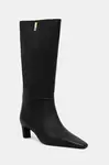 Tommy Hilfiger Kožené kozačky Tommy Hilfiger SQUARE TOE KITTEN LONG