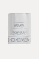 Osuška VITA 85x150 cm Bílá / šedá výšivka