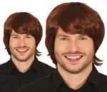 Pánska parochňa hnedá dlhá s ofinou