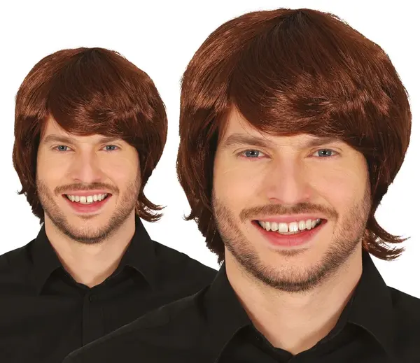 Pánska parochňa hnedá dlhá s ofinou