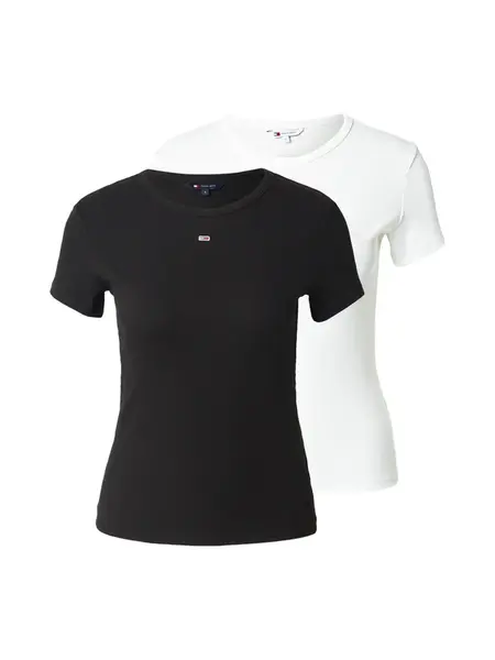 Tommy Jeans Tričko 'ESSENTIAL'  čierna / biela