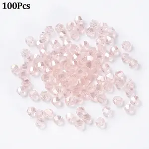 100Pcs Transparent Electroplate Glass Beads