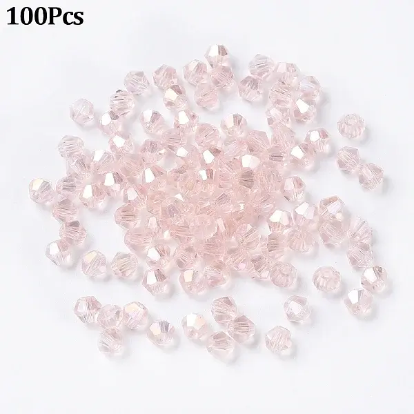 100Pcs Transparent Electroplate Glass Beadss