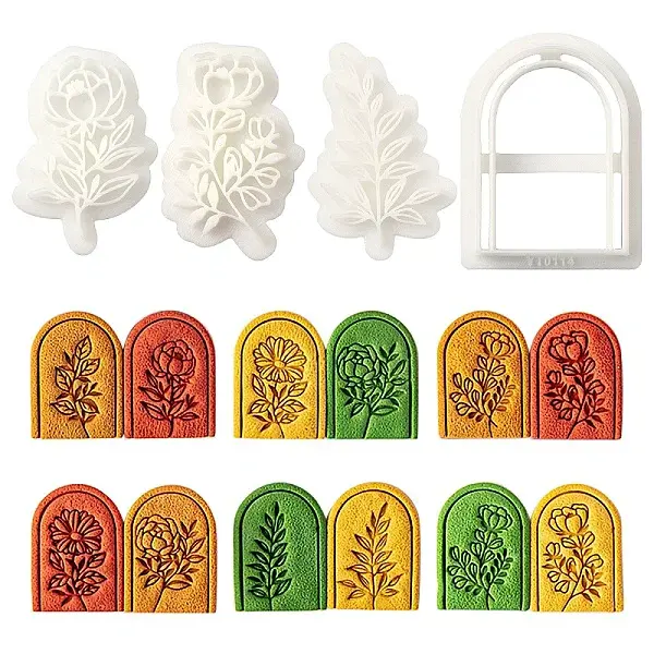 4Pcs 4 Styles Mother's Day Plastic Clay Pressed Molds Set