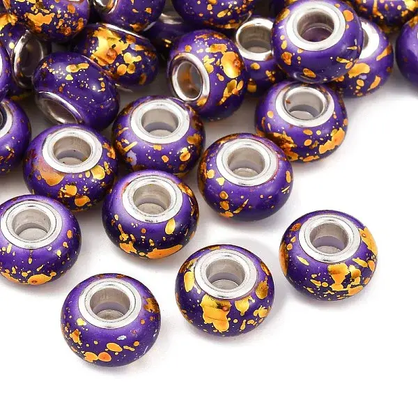 Opaque Resin Rondelle European Beads
