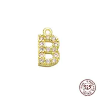 Real 18K Gold Plated 925 Sterling Silver Micro Pave Clear Cubic Zirconia Charms