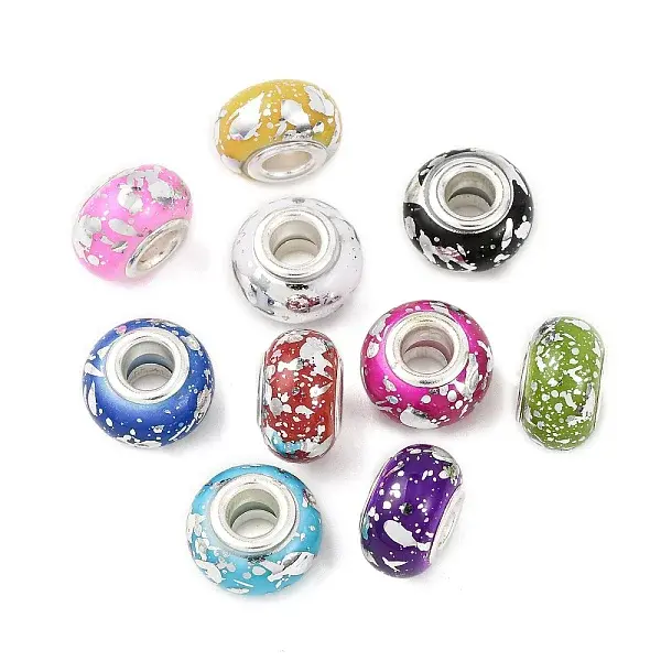 Opaque Resin Rondelle European Beads