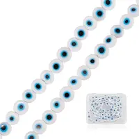 Handmade Evil Eye Lampwork Flat Round Beads Strands