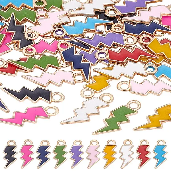 50Pcs 10 Colors Alloy Enamel Pendants