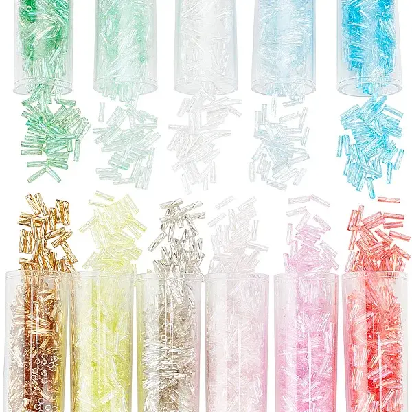 2200Pcs 11 Colors Glass Twist Bugle Beads
