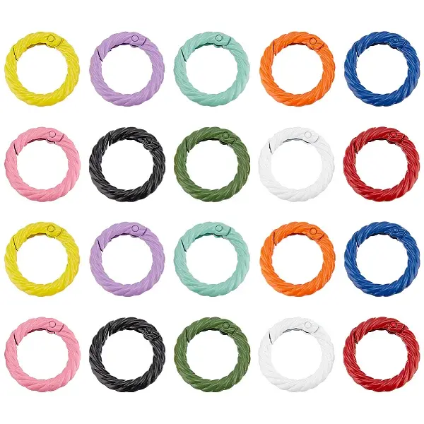 20Pcs 10 Colors Zinc Alloy Spring Gate Rings