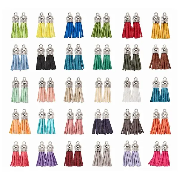 60Pcs 30 Colors Faux Suede Tassel Pendant Decorations