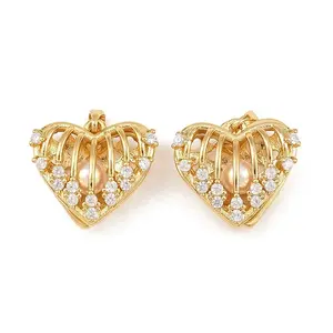 Brass Micro Pave Clear Cubic Locket Pendants