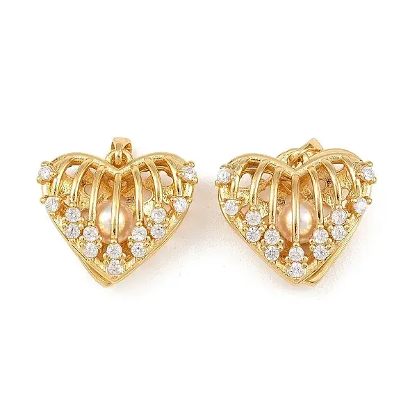 Brass Micro Pave Clear Cubic Locket Pendants