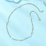 Natural Pearl Rice & 304 Stainless Steel Satellite Chain Paperclip Chain Necklaces for Women