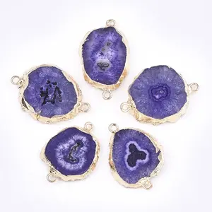 Electroplate Natural Druzy Agate Links connectors