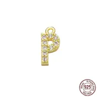 Real 18K Gold Plated 925 Sterling Silver Micro Pave Clear Cubic Zirconia Charms