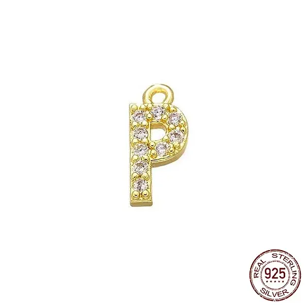 Real 18K Gold Plated 925 Sterling Silver Micro Pave Clear Cubic Zirconia Charms