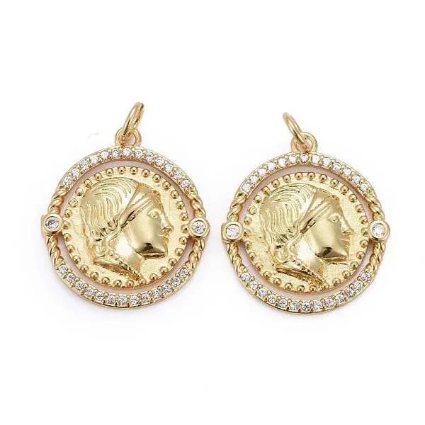 Brass Micro Pave Clear Cubic Zirconia Pendants