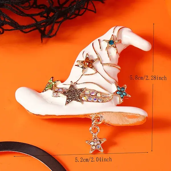 Halloween Alloy Enamel Witch Hat Brooches for Women
