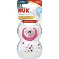 NUK Dudlík Star Den&Noc 6-18 m růžová 2 ks