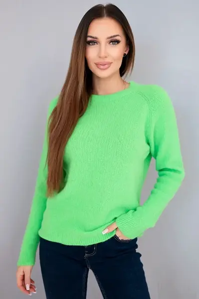 Dámský svetr z baby alpaky, neonově zelený