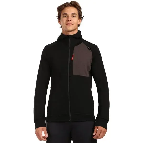 KILPI MERINI Pánsky sveter z merino vlny s kapucňou, čierna, veľkosť