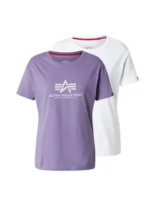 ALPHA INDUSTRIES Tričko  fialová / čierna / biela