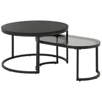 MID.YOU KONFERENČNÍ STOLEK, černá, kov, sklo, kompozitní dřevo, 70/70/42 cm