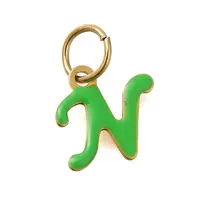 Ion Plating(IP) 304 Stainless Steel Enamel Alphabet Charms