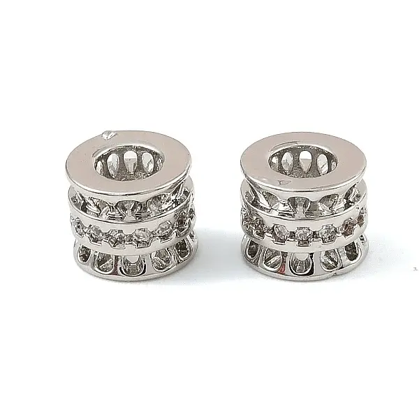 Brass Micro Pave Cubic Zirconia Beads