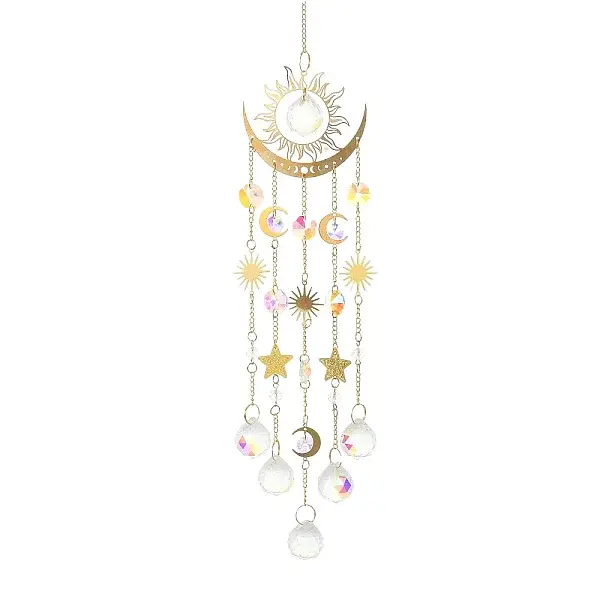 Quartz Crystal & Brass Pendant Decorations