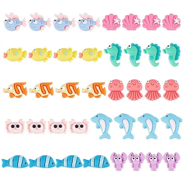 100Pcs 10 Styles Opaque Resin Cabochons