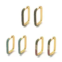 Brass Micro Pave Cubic Zirconia Huggie Hoop Earrings