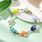Rabbit Porcelain & Glass Seed Beads Stretch Bracelets for Women