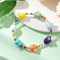 Rabbit Porcelain & Glass Seed Beads Stretch Bracelets for Women
